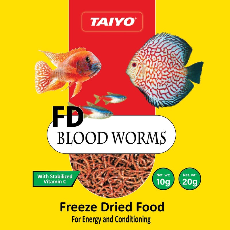 TAIYO Freeze Dried Bloodworms, High Protein Natural Fish Food, No Artificial Colors Added, Suitable for Betta, Guppies, Tetras, Cichlids, Marine and All Aquarium Fishes (20g) - Image 5