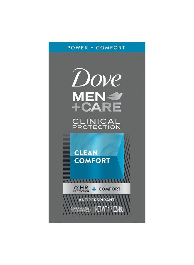 Men+Care Clinical Protection Antiperspirant 72 hour sweat and odor protection Clean Comfort Antiperspirant for men formulated with Triple Action Moisturizer 1.7 oz, Case of 24