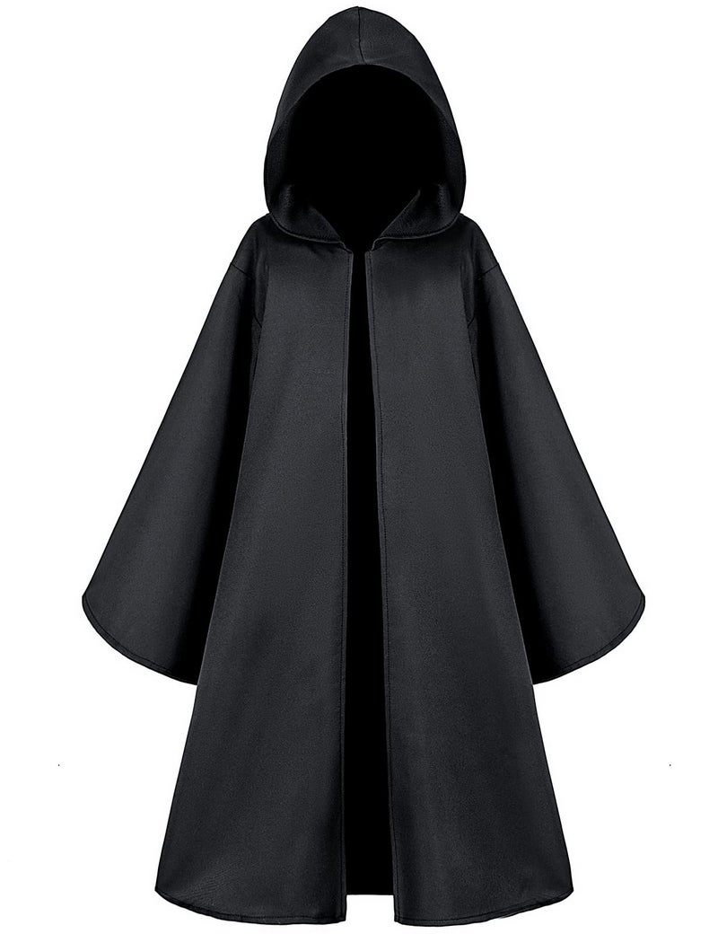 TOGROP Knight Costume for Kids Robe Hooded Boys Cloak Cosplay Black 6-7 Years - Image 1