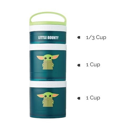 Whiskware Stackable Snack Containers for Kids and Toddlers, 3 Stackable Snack Cups for School and Travel, The Child Little Bounty - Green/White/Teal - Image 2