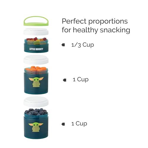 Whiskware Stackable Snack Containers for Kids and Toddlers, 3 Stackable Snack Cups for School and Travel, The Child Little Bounty - Green/White/Teal - Image 4