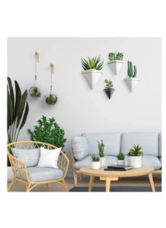 KASTWAVE Small Ceramic Wall Planter, 2 Pack Black Mini Flower Pots Vase, Hanging Planter Home Wall Decor for Succulent, Faux Plants, Cactus, Air Plant  - Image 5