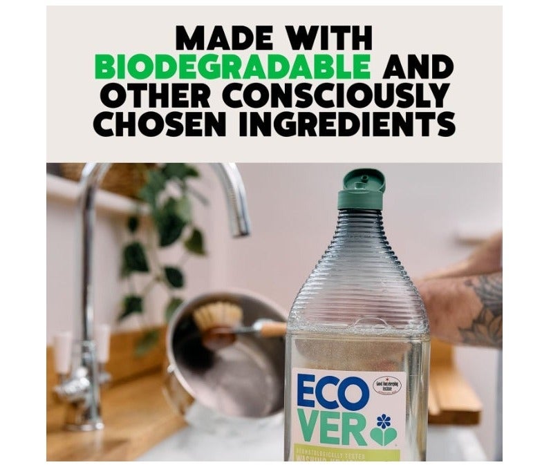 Ecover Lemon & Aloe Vera Washing Up Liquid - 950 ml (Pack of 2) | Dishwashing Liquid, Dish Soap, Kitchen Cleaner, Grease Remover, Plant-Based Eco Friendly Biodegradable Dish Wash - Image 4