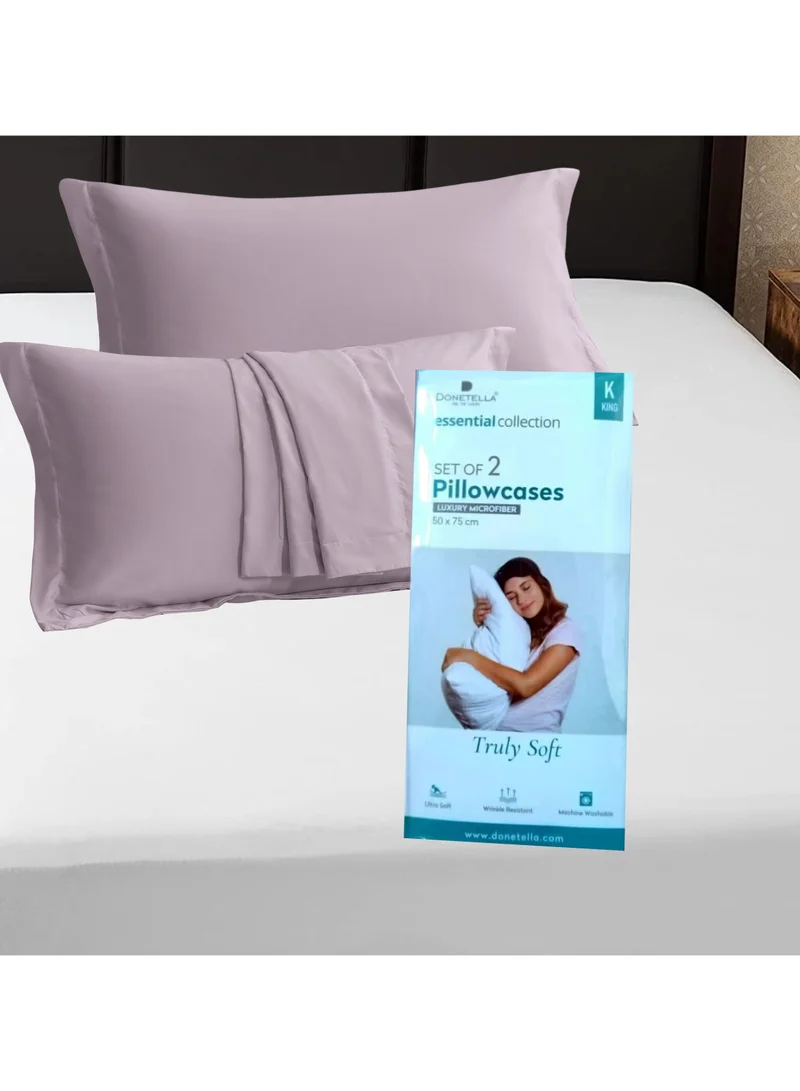 Donetella Standard Pillowcase Set of 2, Size 50x75 cm, Ultra Soft Brushed Microfiber, Envelope Closure, Durable, Wrinkle & Fade Resistant Pillow Covers