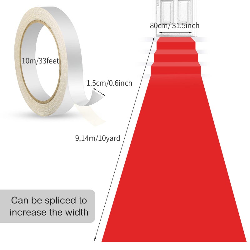 Shappy Red Carpet Runner Rug for Party 55gsm Thickness with 1 Piece Carpet Tape for Wedding Christmas Xmas Christmas Outdoor Accessories, Wedding Party Hallway Rug(2.6 x 30 Feet) - Image 2