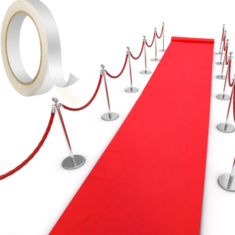 Shappy Red Carpet Runner Rug for Party 55gsm Thickness with 1 Piece Carpet Tape for Wedding Christmas Xmas Christmas Outdoor Accessories, Wedding Party Hallway Rug(2.6 x 30 Feet) - Image 1