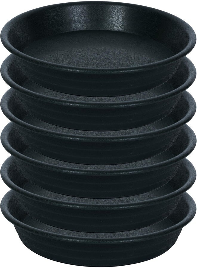 MSKIAUO Plant Saucer Pot Tray 4 6 8 10 12 14 16 18 inch, 6 Packs Plastic Flower Planter Saucers and Drip Trays for Indoors Outdoors, Heavy Durable Plant Plate Water Catcher (6 inch, Black) - Image 1