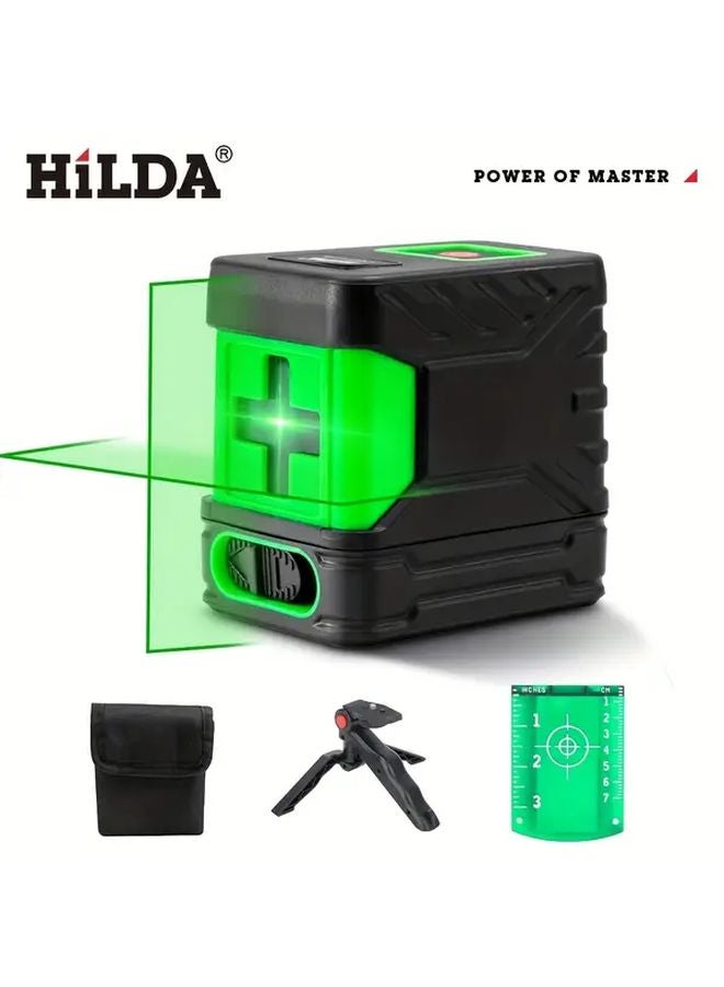 HILDA 2 Line Laser Level Self Leveling Ultra Green Beam 3 Brightness Adjustments - Image 1