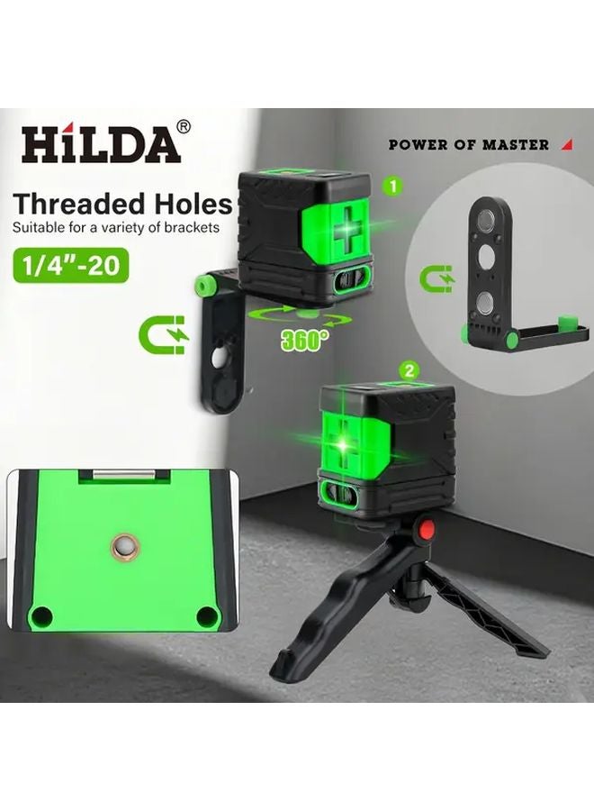 HILDA 2 Line Laser Level Self Leveling Ultra Green Beam 3 Brightness Adjustments - Image 5