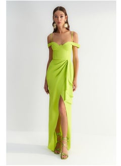 trendyol X Zeynep Tosun Light Green Flounced Evening Dress & Graduation Dress TCLSS23AE00011  - Image 1