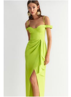 trendyol X Zeynep Tosun Light Green Flounced Evening Dress & Graduation Dress TCLSS23AE00011  - Image 4