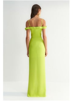 trendyol X Zeynep Tosun Light Green Flounced Evening Dress & Graduation Dress TCLSS23AE00011  - Image 2