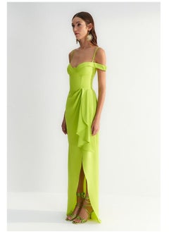 trendyol X Zeynep Tosun Light Green Flounced Evening Dress & Graduation Dress TCLSS23AE00011  - Image 3