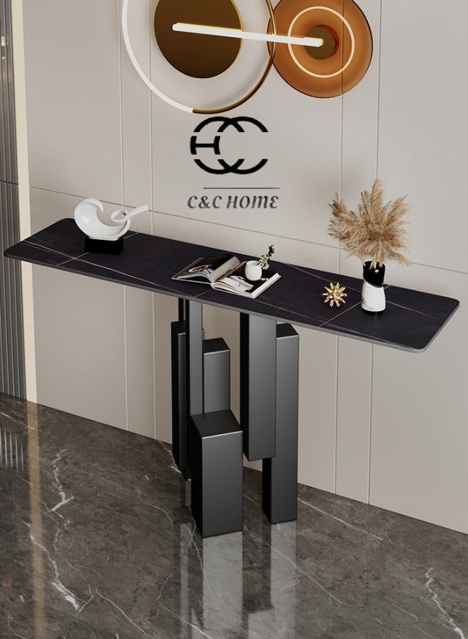 C&C Home Elegant Iron Console Table With Marble Tabletop and Solid Metal Legs for Entryway or Living Room and Office 120 × 30 × 80 cm - Image 1