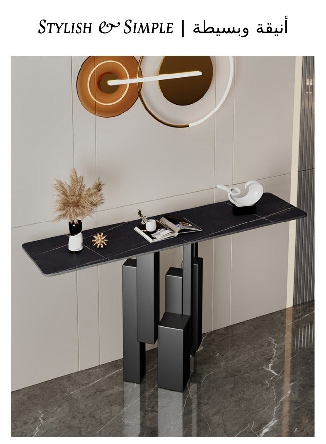 C&C Home Elegant Iron Console Table With Marble Tabletop and Solid Metal Legs for Entryway or Living Room and Office 120 × 30 × 80 cm - Image 2