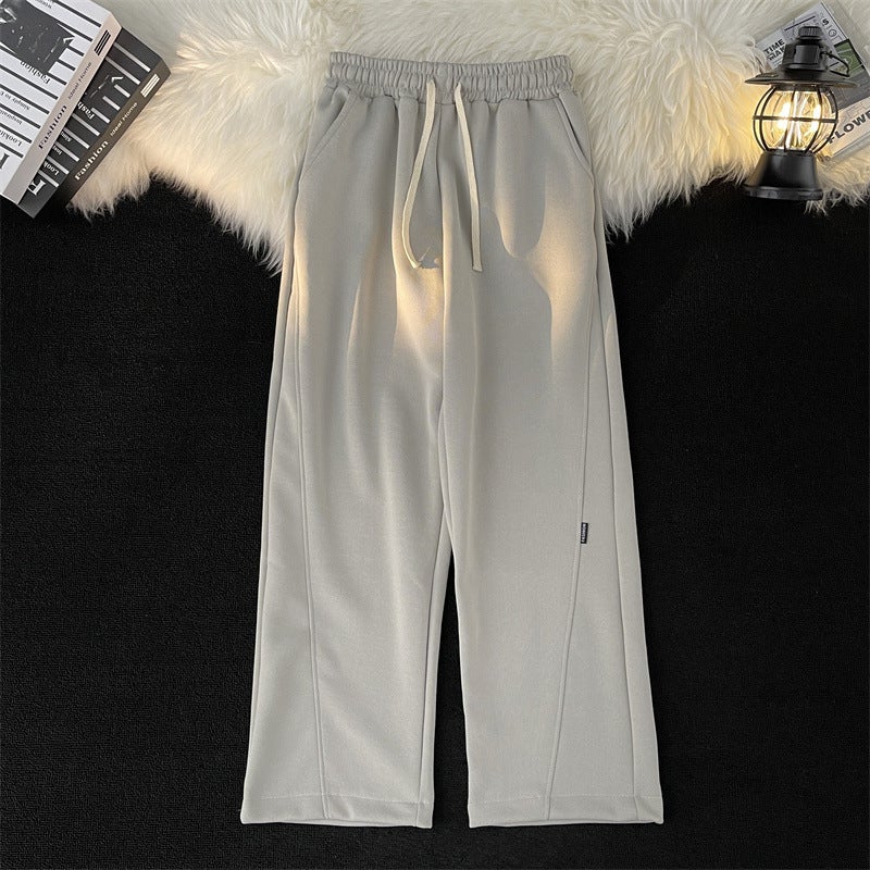 Draping Elastic Drawstring Sweatpants Boys Fashion Brand Loose 2023 Straight Wide Leg Sports Casual Trousers - Image 1