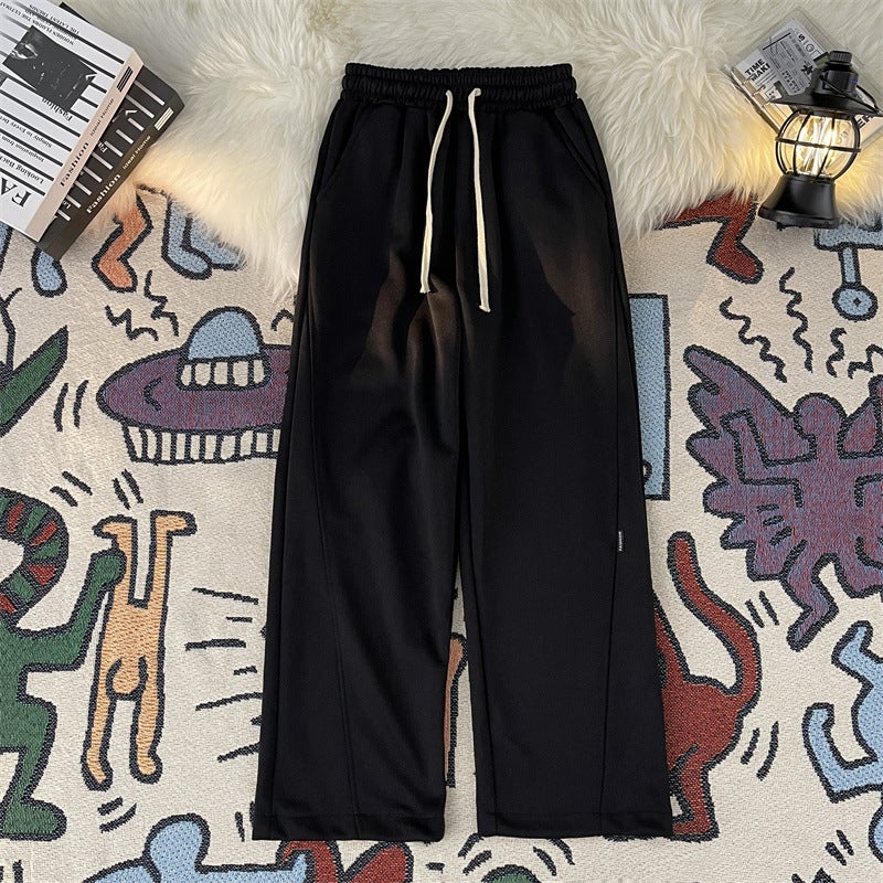 Draping Elastic Drawstring Sweatpants Boys Fashion Brand Loose 2023 Straight Wide Leg Sports Casual Trousers - Image 2