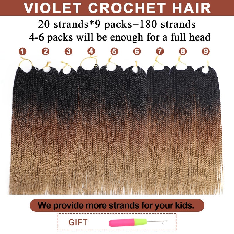 VIOLET Senegalese Twist Crochet Hair For Black Women 18 Inch Long Pre Twisted Twist Crochet Hair 20 Strands/Pack Pre-Looped Crochet Braids For Black Women 9 Packs Twist Hair - Image 5