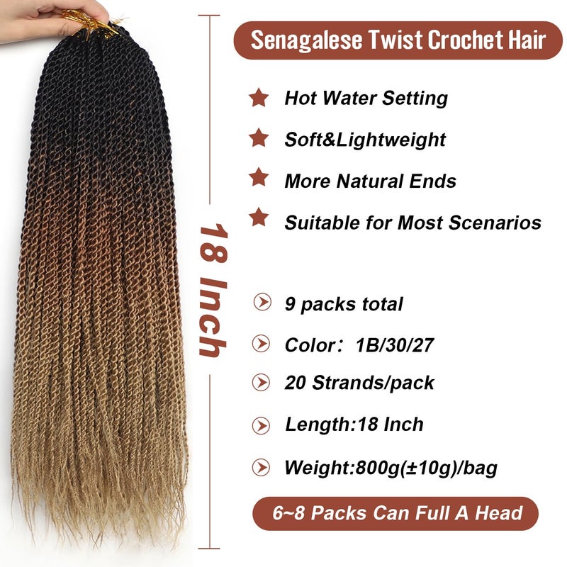 VIOLET Senegalese Twist Crochet Hair For Black Women 18 Inch Long Pre Twisted Twist Crochet Hair 20 Strands/Pack Pre-Looped Crochet Braids For Black Women 9 Packs Twist Hair - Image 2