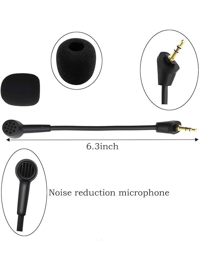 RUKUHOT Replacement Gaming Headphone Mic Compatible For Kingston Hyperx Cloud Alpha S/Alpha Gaming Headset With Foam Cover Noise Cancelling 3.5Mm Detachable Headsets Micphone Boom  - Image 4