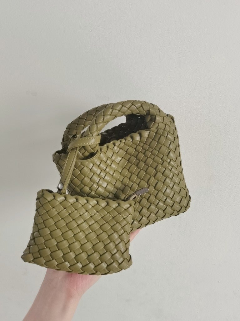 Hand-Woven Mini Bag, Fashionable Hand-Held Cross-Body Chain Bag, Solid Color, Simple and Versatile, Suitable for Commuting, with a High-End Feel - Image 1