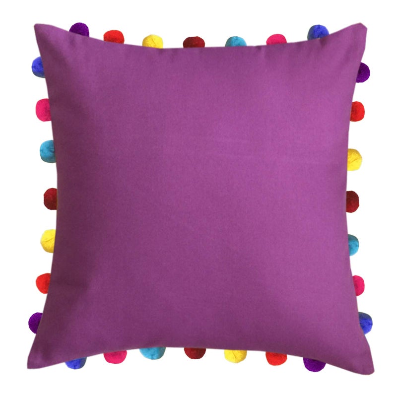 Lushomes Cushion Cover 20x20, Boho Cushion Covers, Sofa Pillow Cover, Cushion Covers with Tassels, Cushion Cover with pom pom (20x20 Inches, Set of 5, Lilac) - Image 2