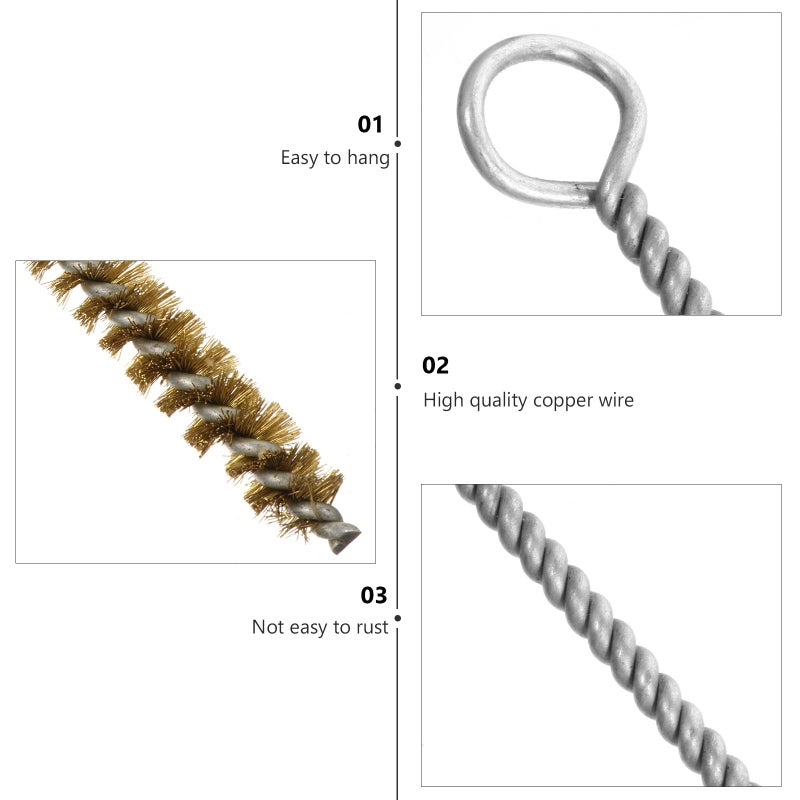 Heavy Duty Steel Bristle Copper Wire Tube Brush 10mm Diameter 100mm Length Rust Removal Pipe Cleaning - Image 4
