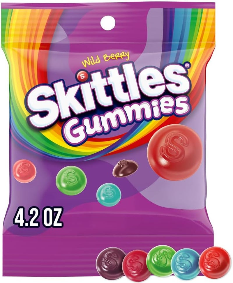 SKITTLES Gummies Wild Berry Fruit Chewy Candy - 4.2 Oz Bags (Pack of 12) - Image 1