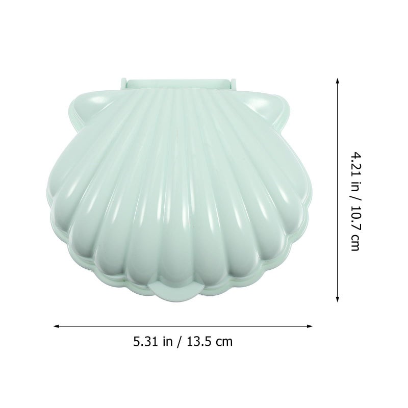 Sea Shell Shape Soap Dish Holder With Drainage For Bathroom Shower 2 Pieces Green - Image 3