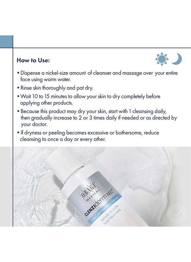 Obagi Medical Obagi CLENZIderm M.D. Daily Care Foaming Acne Face Wash Acne Cleanser with 2% BHA Salicylic Acid and Menthol, Face and Back Acne Treatment for Oily Skin  - Image 2
