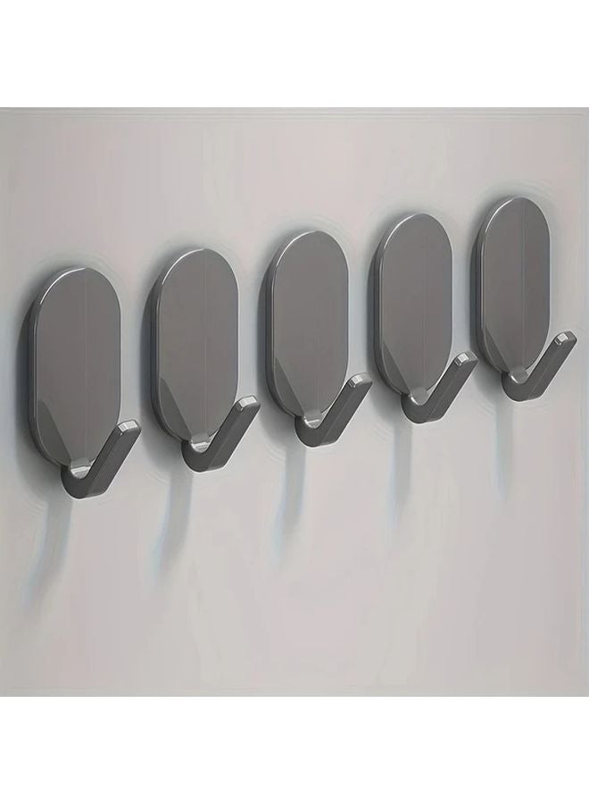 خطافات لاصقة رمادية ثقيلة للاستخدام الشاق، تُثبّت على الجدار دون حفر، مناسبة للمناشف والملابس والروب. - Image 1