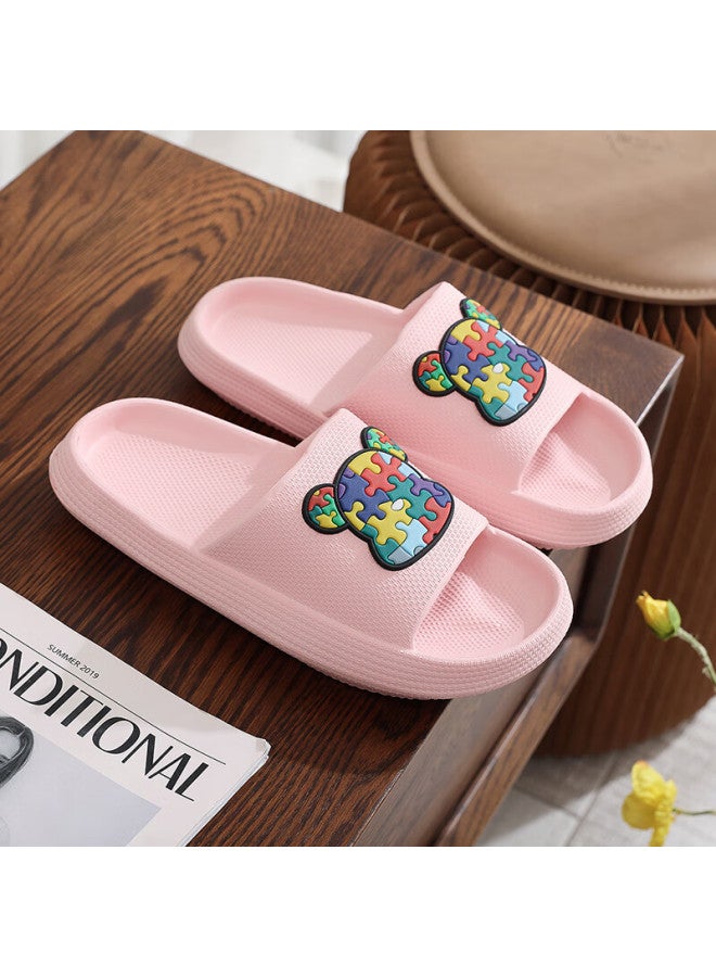 Xggc Squishy Slippers, Summer Indoor Home Shower Couple Thick-soled Bathroom Non-slip Sandals, Pink 40-41 - Image 1