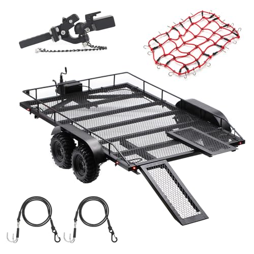 AMK RC Trailer Metal 110 18 Scale Builder Kit with Kinetic Winch Strap Hitch Coupler for Crawler Truck TRX4 TRX6 Axial SCX10 III Gen8 RGT with Manual - Image 1