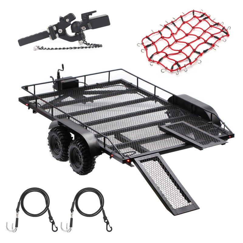 AMK RC Trailer Metal 110 18 Scale Builder Kit with Kinetic Winch Strap Hitch Coupler for Crawler Truck TRX4 TRX6 Axial SCX10 III Gen8 RGT with Manual - Image 3