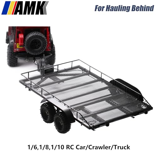 AMK RC Trailer Metal 110 18 Scale Builder Kit with Kinetic Winch Strap Hitch Coupler for Crawler Truck TRX4 TRX6 Axial SCX10 III Gen8 RGT with Manual - Image 5