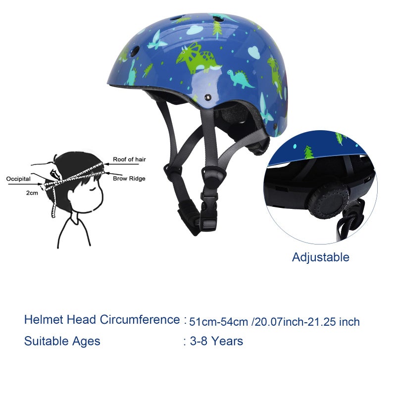 Uyomal Kids Helmet with Knee Pads Elbow Pads and Wrist Guards,Child Protective Gear for Boys Girls Age 3-5-8 Years fit Roller Skates, Skateboarding, Scooter Bicycle Skate Scooter Skateboard (Blue) - Image 5