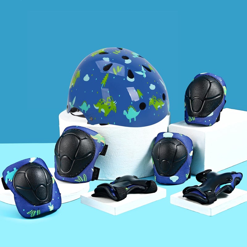 Uyomal Kids Helmet with Knee Pads Elbow Pads and Wrist Guards,Child Protective Gear for Boys Girls Age 3-5-8 Years fit Roller Skates, Skateboarding, Scooter Bicycle Skate Scooter Skateboard (Blue) - Image 2