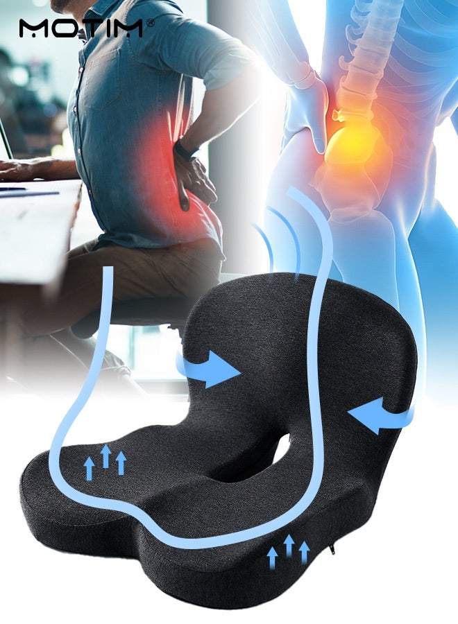 Motim Car Seat Cushion Lumbar Support Pillow, One-Piece Memory Foam Car Seat Cushions Back Support Chair Pad Hip & Back Pain Relief Lumbar Support Pillow Cushion for Car Office Chair - Image 1