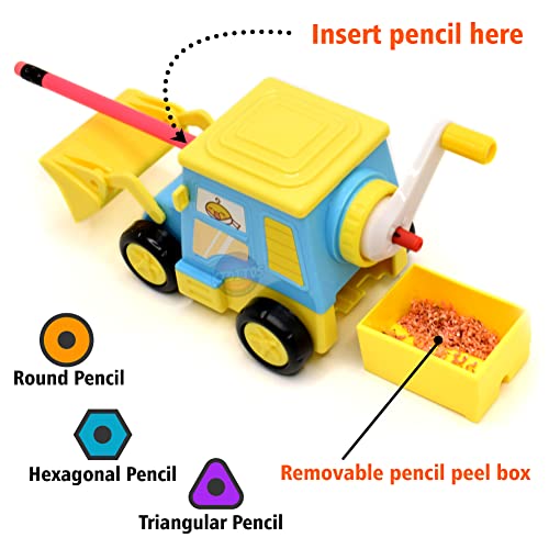 Kiditos Sharpener for Pencil with Removable Tray Hardiness Steel Cutter, Kids JCB Machine Shaped Pencil Sharpener Machine, Birthday Return Gift Stationary Gifts for Kids (Yellow), 1 Unit - Image 2