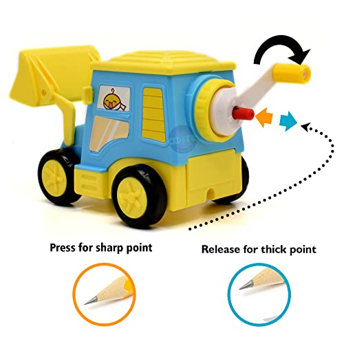 Kiditos Sharpener for Pencil with Removable Tray Hardiness Steel Cutter, Kids JCB Machine Shaped Pencil Sharpener Machine, Birthday Return Gift Stationary Gifts for Kids (Yellow), 1 Unit - Image 3