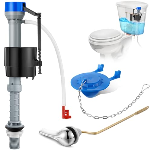 Saillong Universal Toilet Flusher Replacement Kit Fill Valve 2Inch Flapper Side Mount Handle Lever WaterSaving Adjustable Toilet Repair Kit Inside Tank Easy to Install1 SetBlue Grey Blue - Image 1