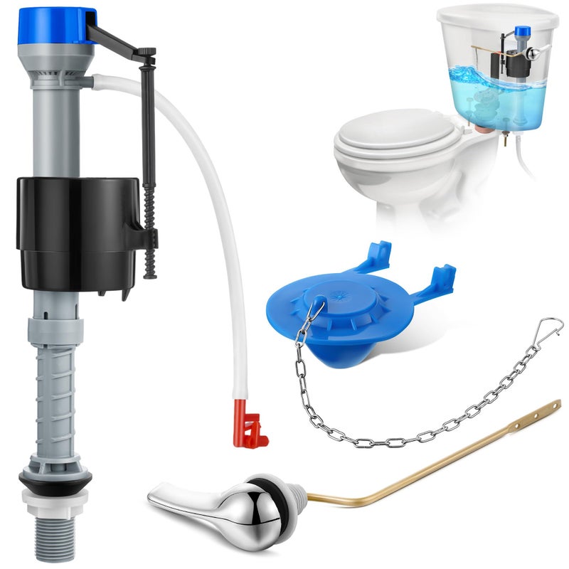 Saillong Universal Toilet Flusher Replacement Kit Fill Valve 2Inch Flapper Side Mount Handle Lever WaterSaving Adjustable Toilet Repair Kit Inside Tank Easy to Install1 SetBlue Grey Blue - Image 2