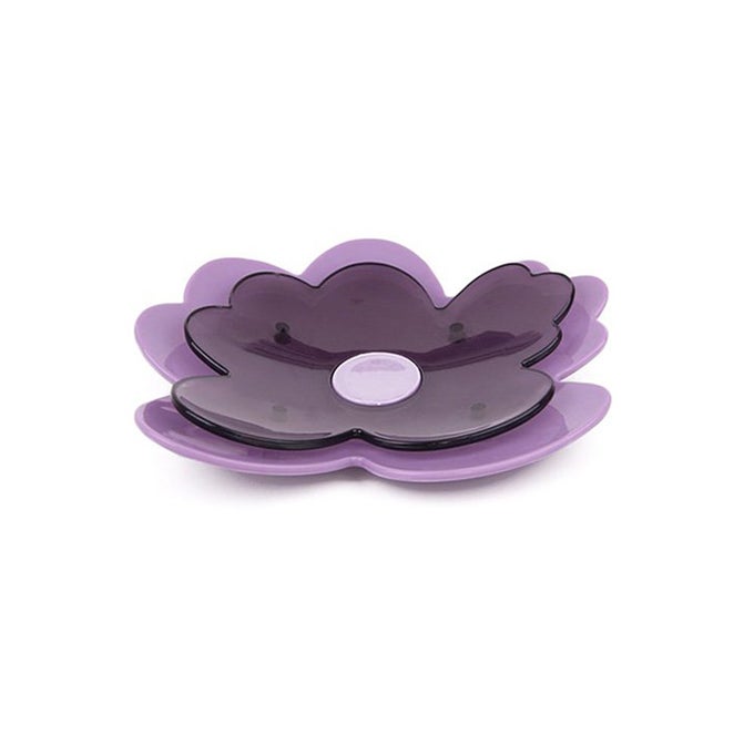 DOUBLE LAYERS 55 PURPLE FLOWERS SOAP DISH BATHROOM ACCESSORIES