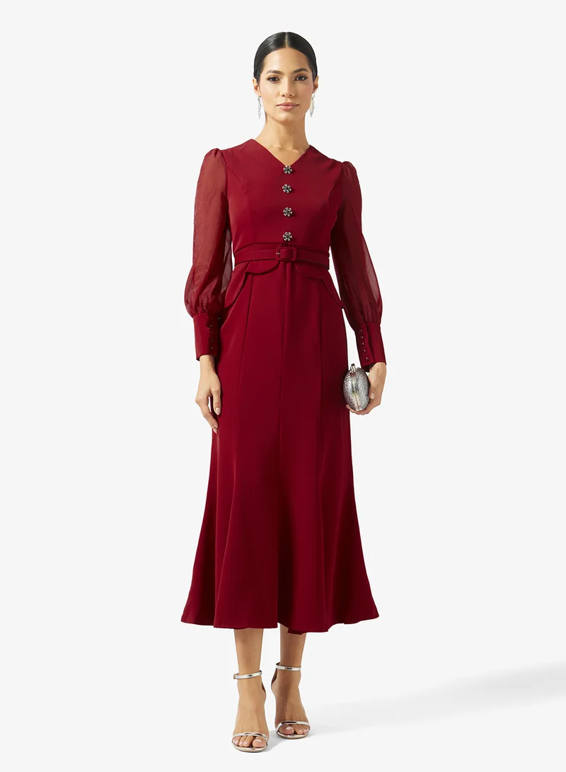 Khizana  Puff Sleeve A-line Dress for Women | Best Price UAE