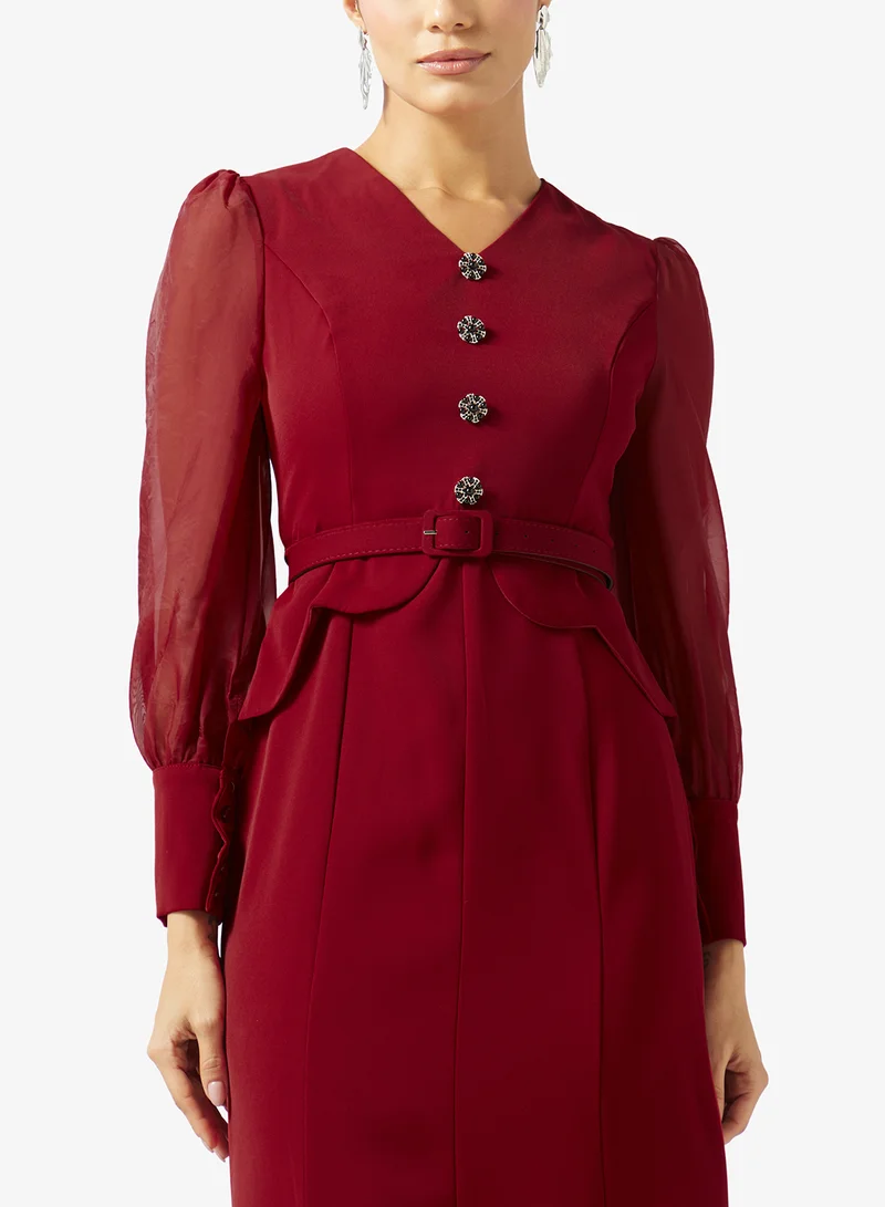 Khizana  Puff Sleeve A-line Dress for Women | Best Price UAE