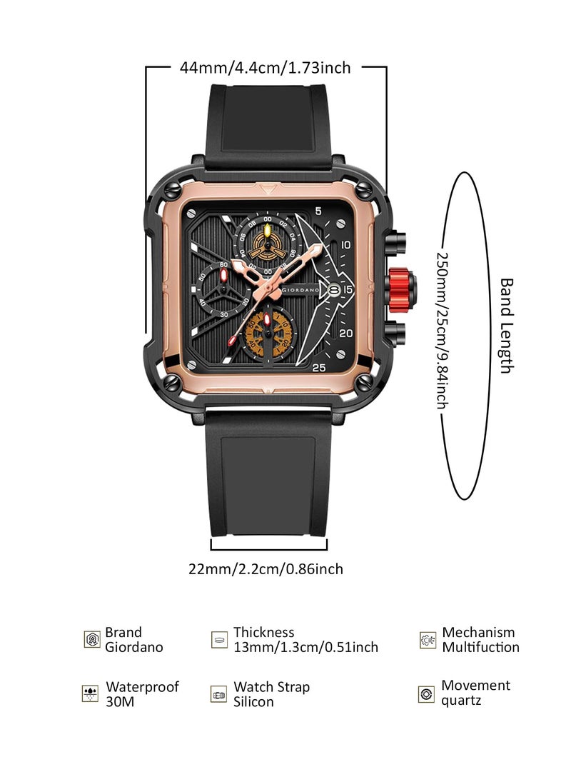 Giordano Multifunction Watch for Men - Perfect Blend of Style and Utility” | Water Resistant Square dial Unique Design Wrist Watch for Man | Best Gift for Males - Image 5