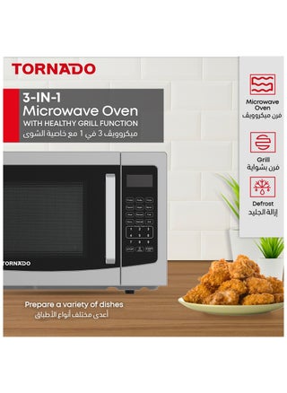 Tornado 30 Liters Digital Microwave Oven 3 in 1 with Grill function 10 Power Levels, 900W, Touch Control panel, Child-Safety-Lock, Defrost Function, 8 Auto cooking function, Silver, TWDG-30L-S-E - pzsku/Z21B3C620DCCB1D2A15C1Z/45/1746211427/bafe13f0-892d-419c-8651-eaf280582293