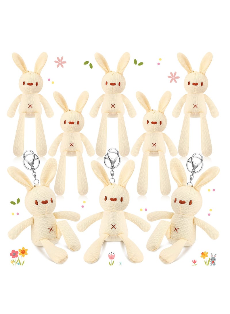 KASTWAVE 8 Pcs Plush Bunny Stuffed Animal 7.87 Inch Mini Bunnies Doll Keychain Cotton Rabbit Graduation Gifts for Boys Girls Birthday Party Favor - Image 1