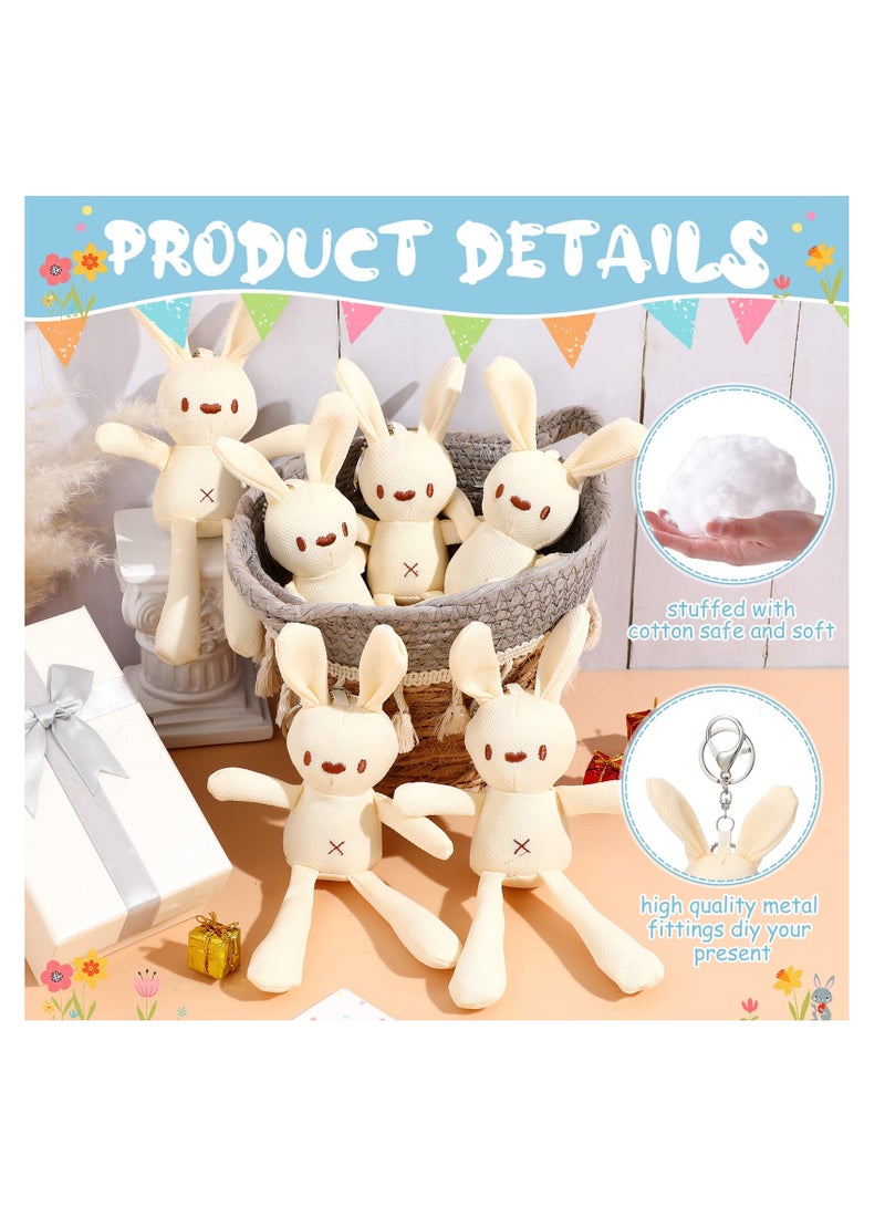 KASTWAVE 8 Pcs Plush Bunny Stuffed Animal 7.87 Inch Mini Bunnies Doll Keychain Cotton Rabbit Graduation Gifts for Boys Girls Birthday Party Favor - Image 3