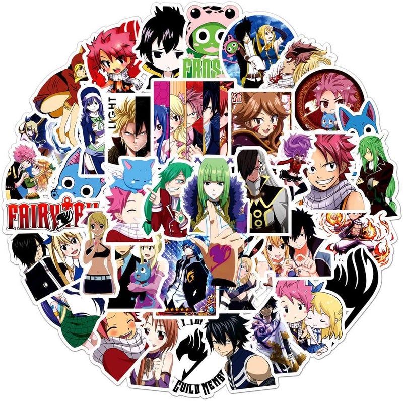 50 ملصق أنمي Fairy Tail للابتوب، واقي الصدمات، لوح التزلج، زجاجات الماء، الكمبيوتر، الهاتف، حزمة ملصقات أنمي للأطفال/الم��اهقين - Image 1
